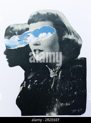 London, Großbritannien. 13. Mai 2023. Ein Foto einer handgeschnittenen Collage im surrealistischen Stil, hergestellt von Katie Collins. Kredit: Katie Collins/Alamy Live News Stockfoto