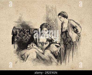 Eine klassische Illustration der beiden Herren von Verona von William Shakespeare, von John Gilbert aus dem 19. Jahrhundert Stockfoto