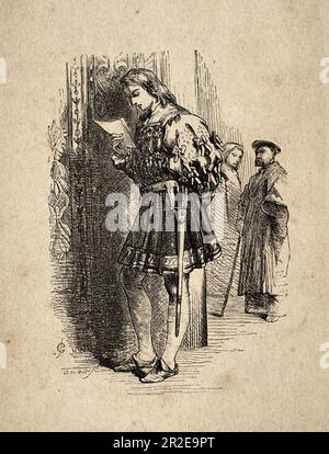 Eine klassische Illustration der beiden Herren von Verona von William Shakespeare, von John Gilbert aus dem 19. Jahrhundert Stockfoto