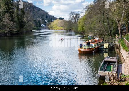 Symonds Yat River Wye, eine Seite England, die andere Wales Stockfoto