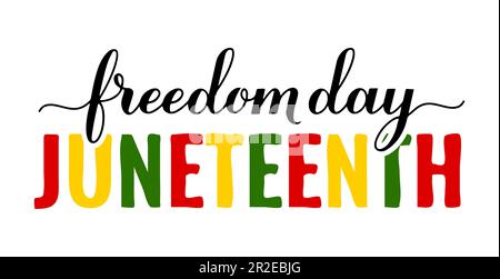 Handschrift am Juneteenth Freedom Day isoliert auf Weiß. Afroamerikanischer Feiertag am 19. Juni. Vektorvorlage für Typografie-Poster, Banner, Begrüßung Stock Vektor