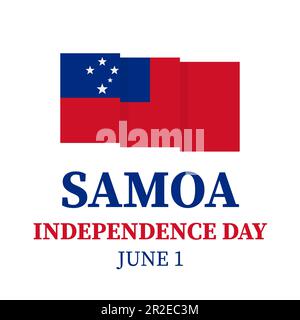 Samoa-Unabhängigkeitstag-Typografie-Poster. Der Nationalfeiertag wird am 1. Juni gefeiert. Vektorvorlage für Grußkarte, Banner, Flyer, Aufkleber, Postkarte, Stock Vektor