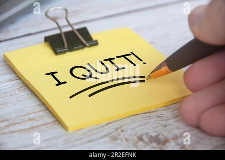 Ich habe Text auf Haftnotizen aufgehört Stockfoto