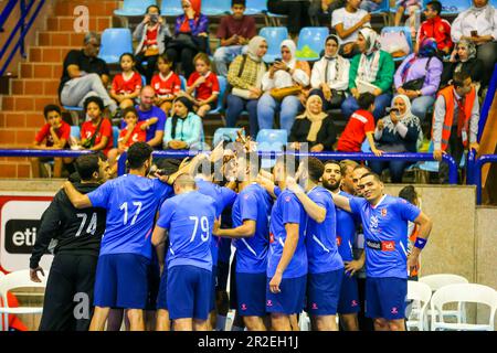 Das 2023. Spiel des afrikanischen Handballverbands der Männer zwischen Al Ahly und JSK, Kinshasa in Kairo, Ägypten. Stockfoto