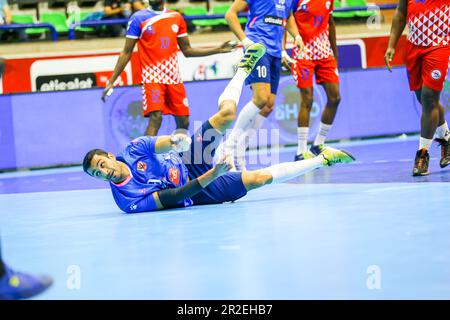 Das 2023. Spiel des afrikanischen Handballverbands der Männer zwischen Al Ahly und JSK, Kinshasa in Kairo, Ägypten. Stockfoto