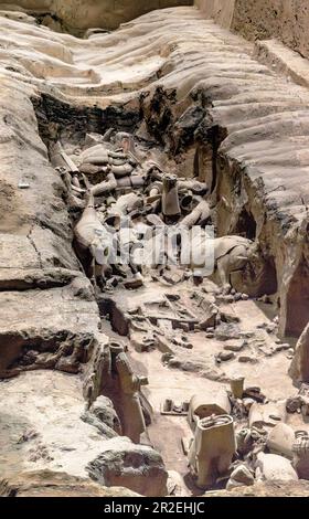 Erste Ausgrabung, Terracotta Krieger, Grube Nr. 2, Xian Stockfoto