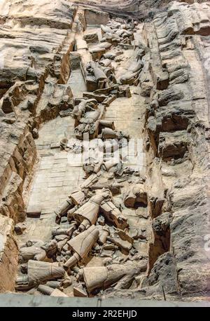 Erste Ausgrabung, Terracotta Krieger, Grube Nr. 2, Xian Stockfoto