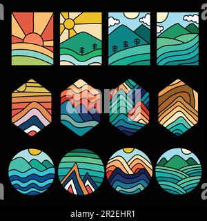 Abstrakte Natur Retro Set Collection Vektordarstellung für Ihr Unternehmen oder Ihre Marke Stock Vektor