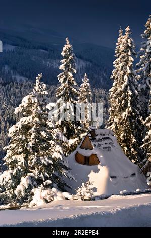 Das Tatra-Gebirge, die Tatra oder die Tatra (polnisch: Tatry) ist eine natürliche Grenze zwischen der Slowakei und Polen. Stockfoto