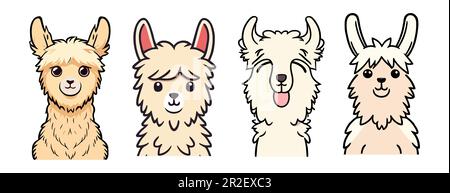 Lama-Alpaka-Tiersymbol-Vektorset. Stock Vektor