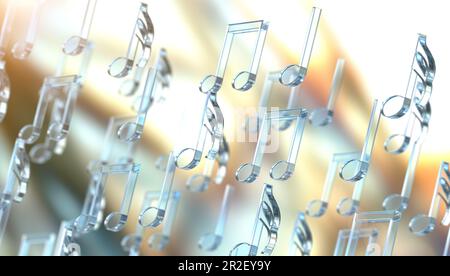 Musikalische Noten und musikalische Zeichen abstrakter Noten. Lieder und Melodien-Konzept. Musik-Hintergrunddesign. Musikalisches Schreiben. Stockfoto