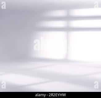 Minimalistischer Hintergrund von Schatten von Baumzweigen und Gartenpflanzen auf weichem Hintergrund. Schatten Hintergrund. Stockfoto