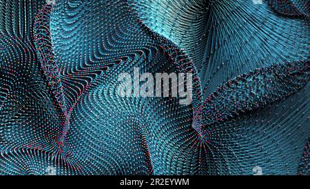 Dekorative Netz- und Wellenstruktur. Abstrakter Hintergrund von Punkten und Wellen. Stockfoto