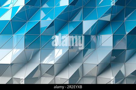 Abstrakter Hintergrund von geometrischen Formen und Linien in blauem Ton.3D Abbildung Stockfoto