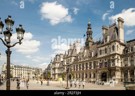 Fassade des Hotel De Ville, dem größten Rathaus in Europa, Paris, Frankreich, Europa Stockfoto