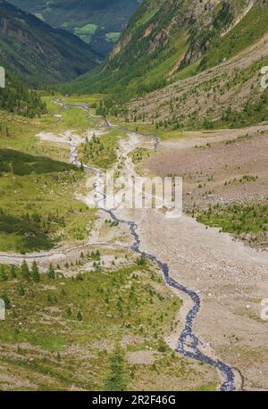 Gradenbach im Gradental im hohen Tauern Nationalpark, Blick auf Gradenmoos, Österreich Stockfoto