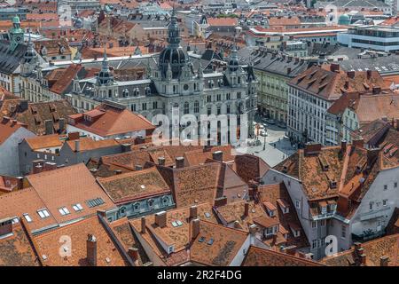 Blick auf die Stadt Schlossberg, Graz, Österreich Stockfoto