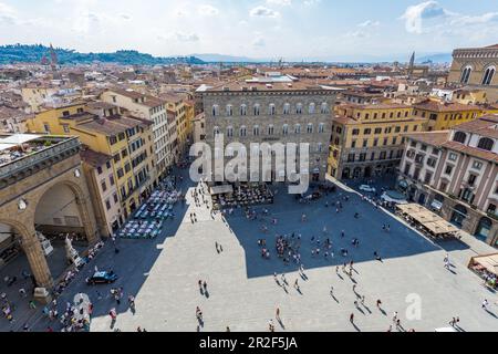 Blick auf die Piazza della Signoria in Florenz, Italien Stockfoto