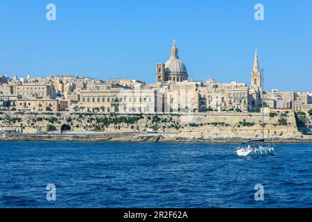 Blick vom Meer auf Valletta, Malta Stockfoto