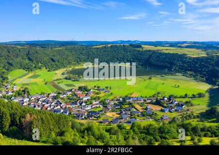 Die Meerfelder Maars, Eifel, Rheinland-Pfalz aus der Vogelperspektive Stockfoto