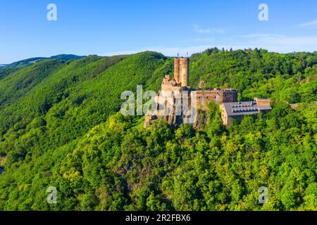 Ehrenburg bei Brodenbach, Mosel, Rheinland-Pfalz, Deutschland aus der Vogelperspektive Stockfoto