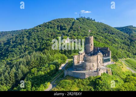 Luftaufnahme der Burg Landshut bei Bernkastel-Kues, Mosel, Rheinland-Pfalz, Deutschland Stockfoto