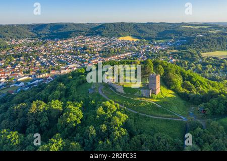 Siersberg Castle, Rehlingen-Siersburg, Saarland, Deutschland aus der Vogelperspektive Stockfoto