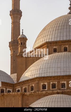 Kuppeln und Minarett der Großen Moschee von Muhammad Ali Pascha, der Zitadelle, Kairo Stockfoto