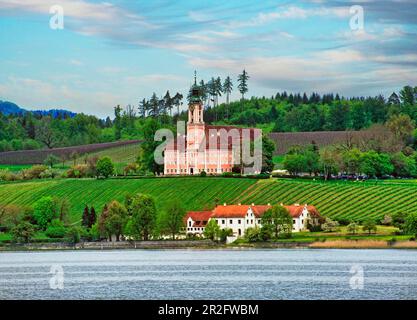 Pilgerkirche Birnau, Barockkirche, Außenansicht, Uhldingen-Mühlhofen am Bodensee, Baden-Württemberg, Deutschland Stockfoto