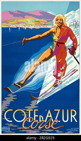 Côte d'Azur. Corse von Edouard Fer (1887-1959). Poster wurde 1950 in Frankreich veröffentlicht. Stockfoto