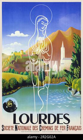 Lourdes. Société nationale des chemins de fer francais von N. Lucas (Datum unbekannt). Poster wurde 1939 in Frankreich veröffentlicht. Stockfoto