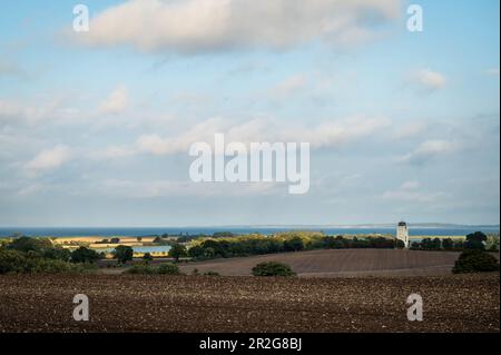 Blick vom Aussichtsturm auf den Hessenstein bei gut Panker auf die Ostsee, Pilsberg, Panker, Lütjenburg, Kreis Plön, Hohwachter Bucht, P Stockfoto