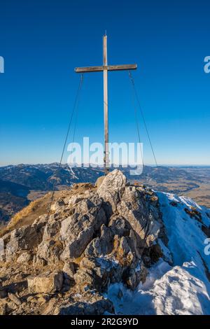 Panorama vom Rubihorn, 1957m, im Illertal, den Allgäu-Alpen, Allgäu, Bayern, Deutschland, Europa Stockfoto