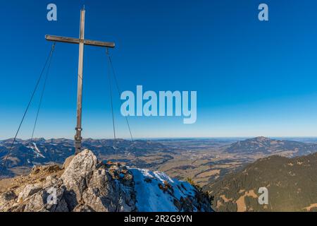 Panorama vom Rubihorn, 1957m, im Illertal, den Allgäu-Alpen, Allgäu, Bayern, Deutschland, Europa Stockfoto