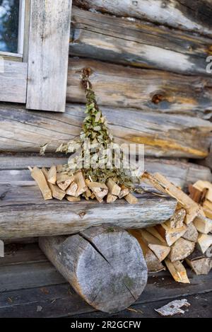 Sauna mitten im Wald im Patvinsuo Nationalpark, Finnland Stockfoto