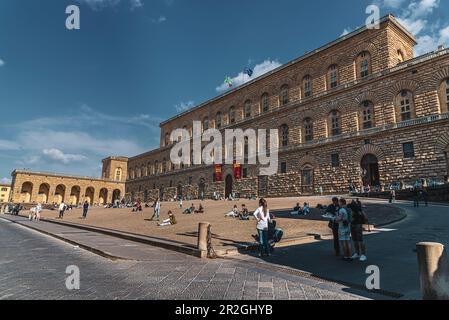 Palazzo Pitti Renaissance Palast im Stadtteil Oltrarno von Florenz, Florenz, Toskana, Italien, Europa Stockfoto