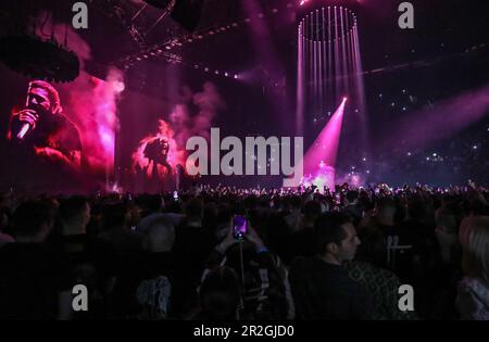 Amsterdam, Niederlande. 19. Mai 2023. AMSTERDAM - der amerikanische Rapper und Sänger Post Malone im Ziggo Dome während seiner Twelve Carat Tour. ANP EVA PLEVIER netherlands Out - belgium Out Credit: ANP/Alamy Live News Stockfoto