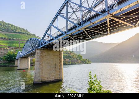 Trussbrücke über den Douro River in Pinaho, Portugal Stockfoto