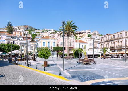 Platia Pythagoras in der Stadt Samos auf der Insel Samos in Griechenland Stockfoto