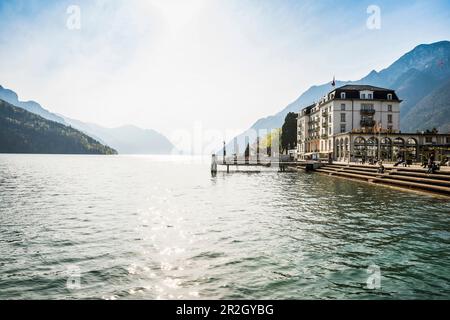 Hotel am See, Seehotel Waldstätterhof, Brunnen, Vierwaldstättersee, Kanton Schwyz, Die Schweiz Stockfoto