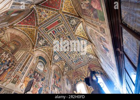 Piccolomini-Bibliothek mit Fresken von Pinturicchio, Kathedrale von Siena, Cattedrale di Santa Maria Assunta, UNESCO-Weltkulturerbe, Siena, Toskana, Italien Stockfoto