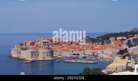 Blick über die Altstadt von Dubrovnik, Süddalmatien, die kroatische Adriaküste, Kroatien Stockfoto