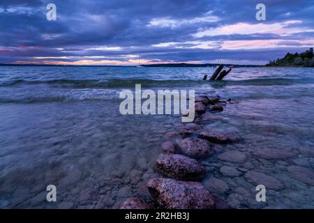 Abendstimmung am Ammersee, Herrsching, Bayern, Deutschland, Europa Stockfoto