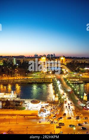 Blick vom Eiffelturm in Paris, Frankreich. Stockfoto