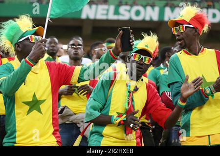 Algier. 20. Mai 2023. Senegals Fans jubeln das Team beim Endrunde des Africa Cup of Nations U17 zwischen Senegal und Marokko im Nelson Mandela Stadium in Algier, Algerien, am 19. Mai 2023 an. Kredit: Xinhua/Alamy Live News Stockfoto