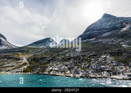 Landschaft in Prins Christian Sund, Kujalleq Municipality, Nanortalik, Grönland Stockfoto