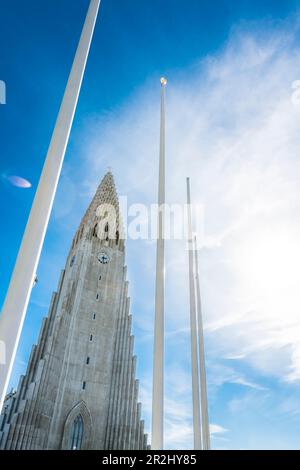 Hallgrímskirkja, Evangelische Lutherische Gemeindekirche, Reykjavík, Island Stockfoto