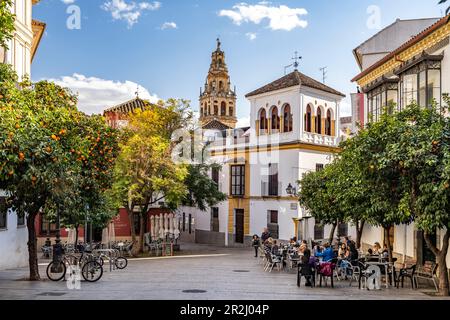 Altstadt und Glockenturm Mezquita in Cordoba, Andalusien, Spanien Stockfoto