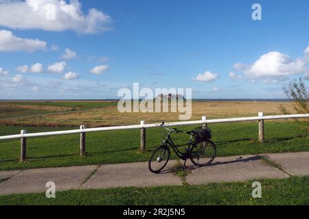 Westerwarft am Hallig Hooge, Wadden Sea National Park, North Friesland, Nordseeküste, Schleswig-Holstein Stockfoto