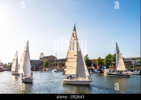 Segelboote im Hafen von Heiligenhafen, Ostholstein, Schleswig-Holstein, Deutschland Stockfoto
